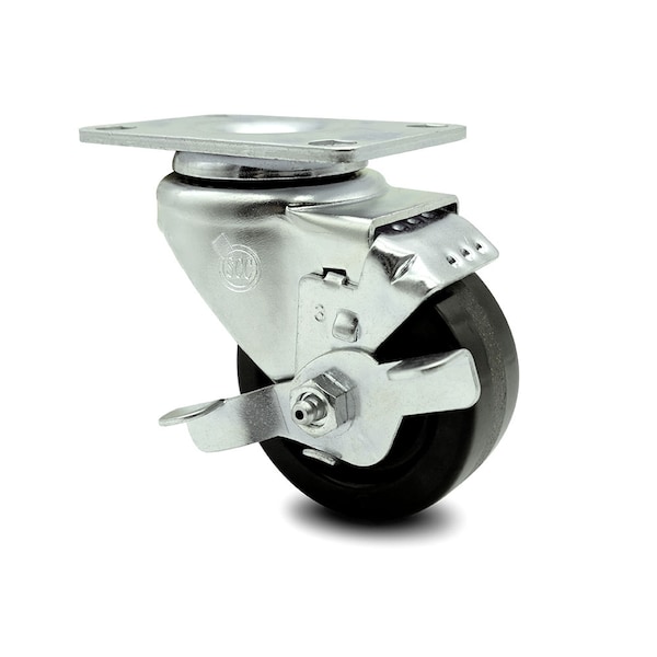 3 Inch Phenolic Wheel Swivel Top Plate Caster with Brake